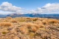 Grassy hill in Nelson Lakes National Park with blue skies and copy space, New Zealand