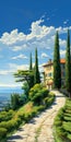 Grassy Road: Precise Architecture Paintings With Romanticized Views