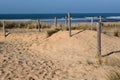 Grassy sand dune of Ty Hoche beach in Plouharnel facing the Atlantic Ocean