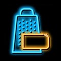 grate cheese neon glow icon illustration