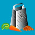 Grate set. Grated carrots . Cooking process vector illustration.