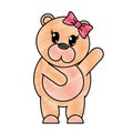 Grated adorable female bear animal with hand up