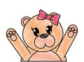 Grated adorable female bear animal with hands up