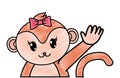 Grated adorable female monkey animal with hand up