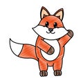 Grated adorable fox wild animal with hand up