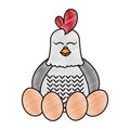 Grated adorable hen farm animal with eggs