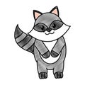 Grated adorable raccoon wild animal character