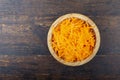 Grated carrot in a plate