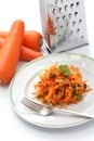 Grated carrot salad and grater