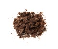 Grated Chocolate Pile Isolated, Crushed Chocolate Shavings, Crumbs, Scattered Flakes, Cocoa Sprinkles Royalty Free Stock Photo