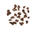 Grated Chocolate Pile Isolated, Crushed Chocolate Shavings, Crumbs, Scattered Flakes, Cocoa Sprinkles Royalty Free Stock Photo