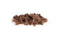 Grated Chocolate Pile Isolated, Crushed Chocolate Shavings, Crumbs, Scattered Flakes, Cocoa Sprinkles Royalty Free Stock Photo