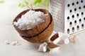 Grated coconut with grater