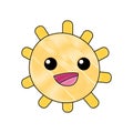 Grated happy sun with lights ray kawaii