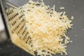 Grated hard parmesan cheese on the table
