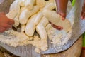 Grated yucca being prepared for bread in a Siona village in the Cuyabeno Wildlife Reserve, Ecuador