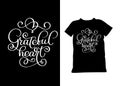 Grateful heart hand drawn vector lettering for Thanksgiving Day. white calligraphic isolated text. typography quote for holiday t- Royalty Free Stock Photo
