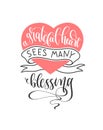 A grateful heart sees many blessings hand lettering poster, motivation and inspiration positive quote