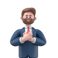 Grateful people smiling with hands on chest.3D illustration of man with charming sincere smile feeling thankful,
