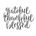 Grateful Thankful Blessed Hand Drawn Phrase Vector Royalty Free Stock Photo