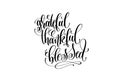 grateful thankful blessed hand lettering inscription to thanksgiving day Royalty Free Stock Photo