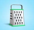 Grater for cheese and vegetables cooking tool 3d render on blue gradient