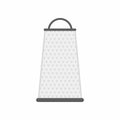 Grater flat icon. Kitchen utensil for food preparation. Cooking equipment concept. Grating piece of parmesan cheese. Vector