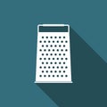 Grater icon isolated with long shadow. Kitchen symbol. Flat design. Vector Illustration.