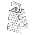 The Grater Is Metal.Household Appliances Made Of Stainless Steel. Template For Cutting Vegetables And Cheese With Engraving, Made