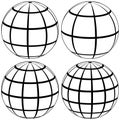 graticule globe Meridian and parallel, vector template graticule ball with lines Earth globe with meridians and