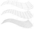 Graticule grid, mesh plane with deform, distortion effect. Reticulate, grate, plexus abstract pattern