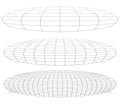 Graticule grid, mesh plane with deform, distortion effect. Reticulate, grate, plexus abstract pattern