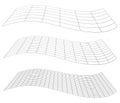 Graticule grid, mesh plane with deform, distortion effect. Reticulate, grate, plexus abstract pattern