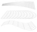 Graticule grid, mesh plane with deform, distortion effect. Reticulate, grate, plexus abstract pattern