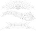 Graticule grid, mesh plane with deform, distortion effect. Reticulate, grate, plexus abstract pattern