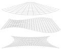 Graticule grid, mesh plane with deform, distortion effect. Reticulate, grate, plexus abstract pattern