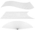 Graticule grid, mesh plane with deform, distortion effect. Reticulate, grate, plexus abstract pattern