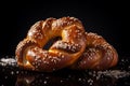 Gratifying Soft baked pretzel with salt. Generate ai Royalty Free Stock Photo