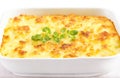 Gratin dauphinois food over white background