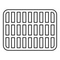 Grating grate lattice trellis net mesh BBQ grill grilling surface rectangle shape roundness contour outline line icon black color