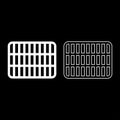 Grating grate lattice trellis net mesh BBQ grill grilling surface rectangle shape roundness set icon white color vector