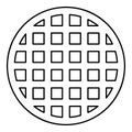 Grating grate lattice trellis net mesh BBQ grill grilling surface round shape contour outline line icon black color vector