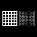 Grating grate lattice trellis net mesh BBQ grill grilling surface square shape set icon white color vector illustration image