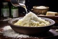 grating parmesan cheese over a bowl of risotto