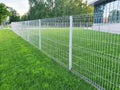 Grating wire industrial fence panels, pvc metal fence panel and neatly trimmed lawn