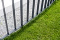 grating wire industrial fence panels, pvc metal fence panel and neatly trimmed lawn.