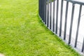 grating wire industrial fence panels, pvc metal fence panel and neatly trimmed lawn.