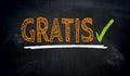 Gratis in german free of charge blackboard concept background