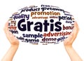 Gratis word cloud hand sphere concept Royalty Free Stock Photo