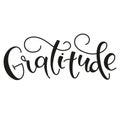 Gratitude - black lettering isolated on white background